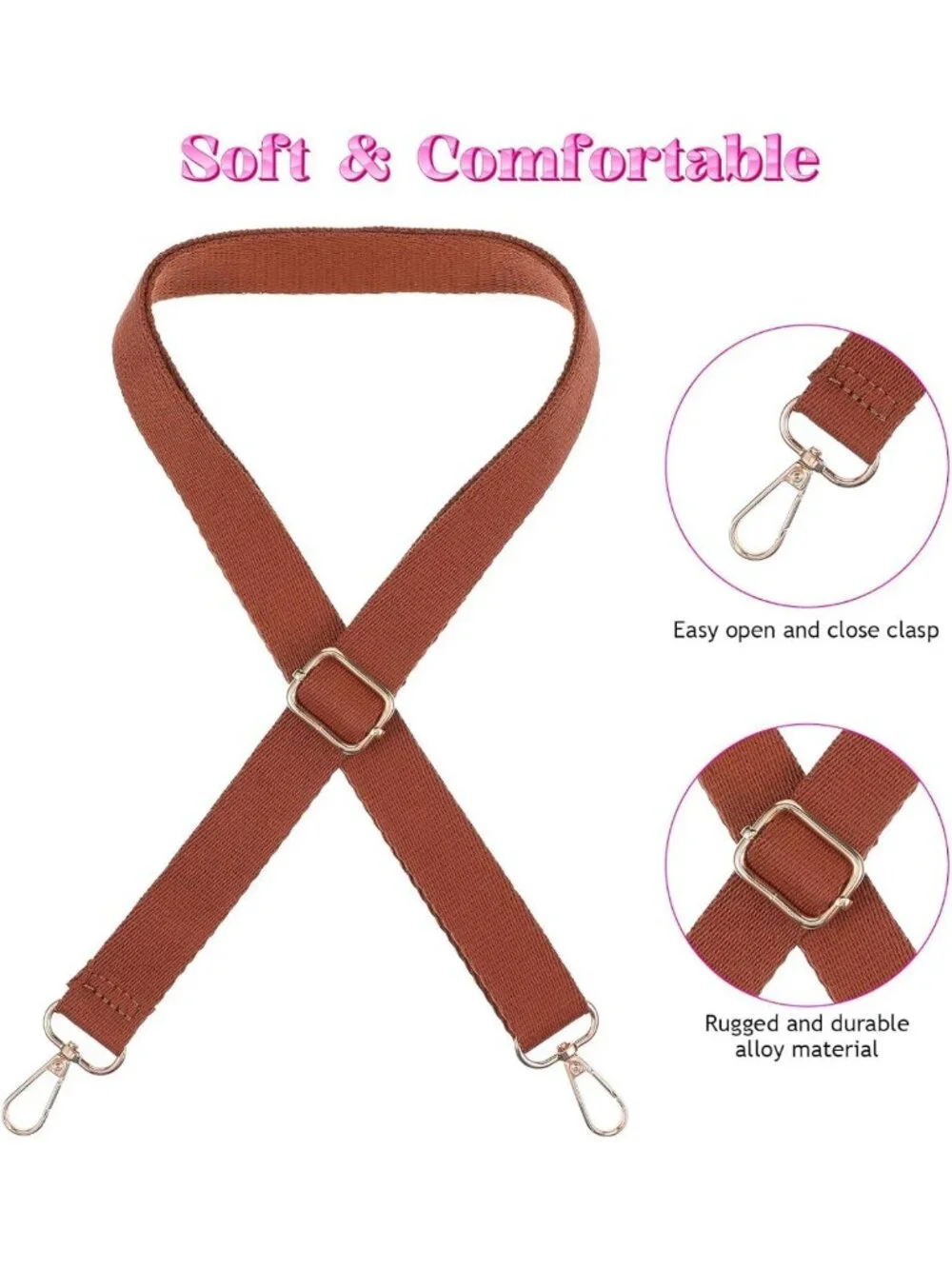 8 Pcs Adjustable Wide Crossbody Purse Straps Replacement - Thick Handbag Straps